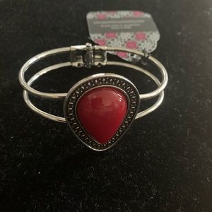 Red and silver cuff bracelet